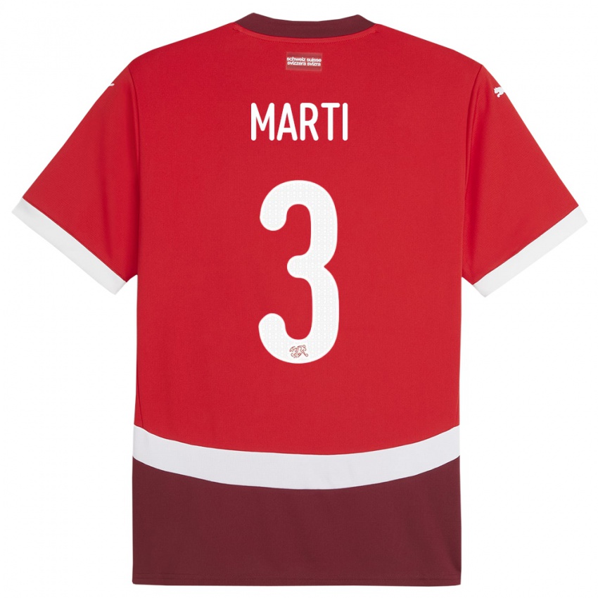 Hombre Camiseta Suiza Lara Marti #3 Rojo 1ª Equipación 24-26 La Camisa Argentina