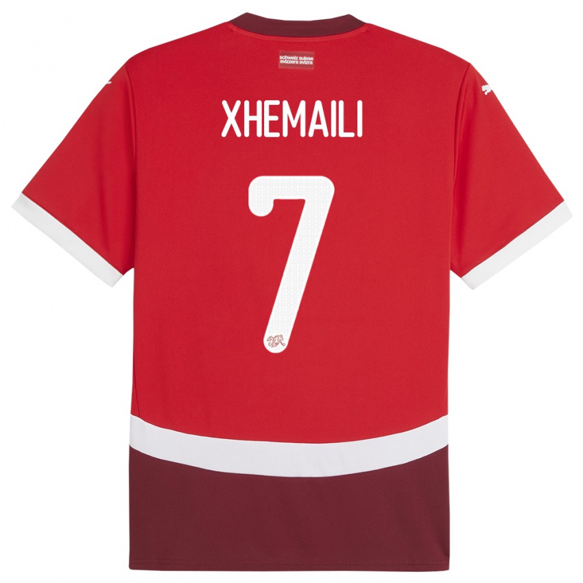 Hombre Camiseta Suiza Riola Xhemaili #7 Rojo 1ª Equipación 24-26 La Camisa Argentina