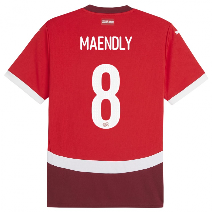 Hombre Camiseta Suiza Sandy Maendly #8 Rojo 1ª Equipación 24-26 La Camisa Argentina