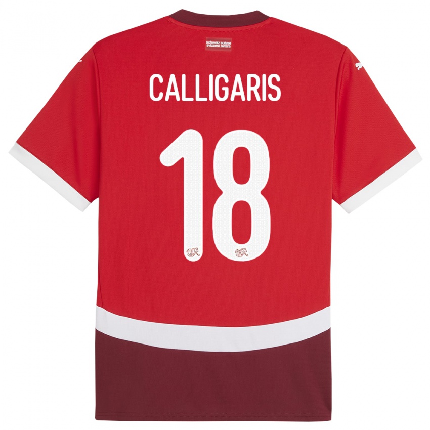 Hombre Camiseta Suiza Viola Calligaris #18 Rojo 1ª Equipación 24-26 La Camisa Argentina