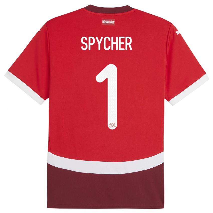 Hombre Camiseta Suiza Tim Spycher #1 Rojo 1ª Equipación 24-26 La Camisa Argentina