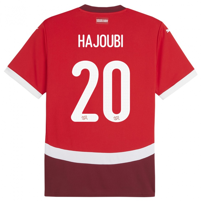 Hombre Camiseta Suiza Amin Hajoubi #20 Rojo 1ª Equipación 24-26 La Camisa Argentina