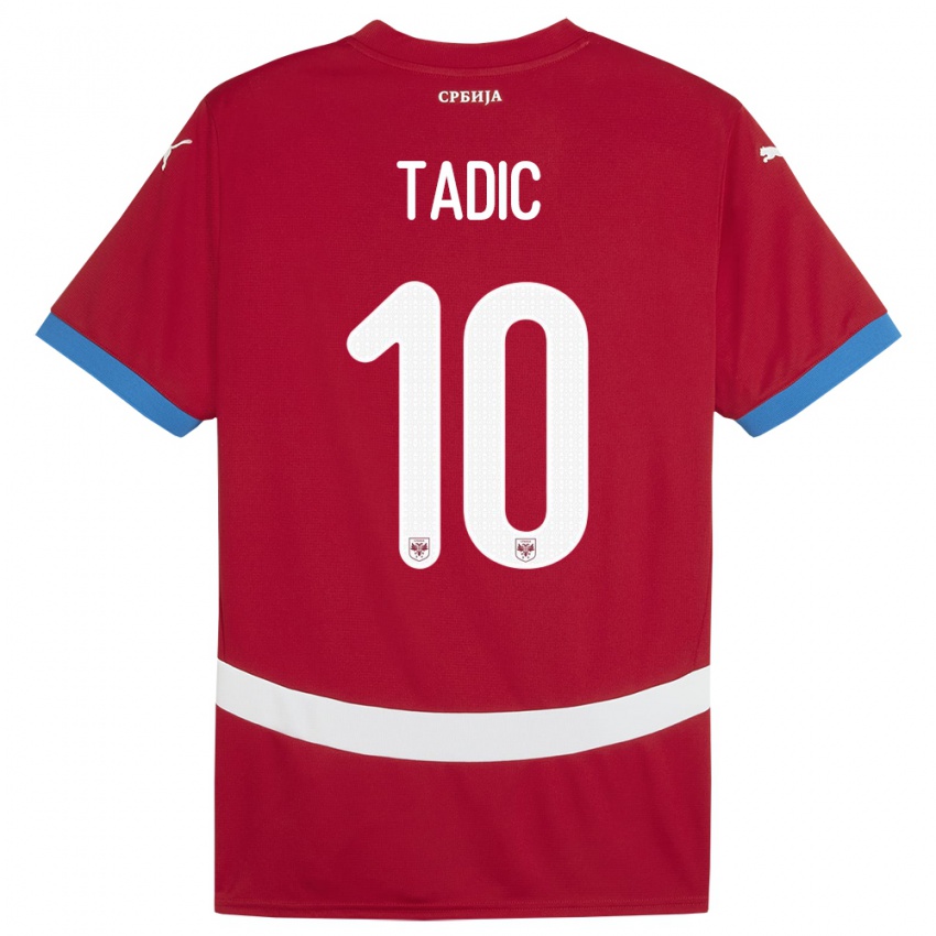 Hombre Camiseta Serbia Dusan Tadic #10 Rojo 1ª Equipación 24-26 La Camisa Argentina