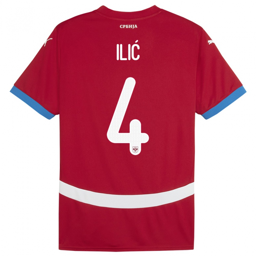 Hombre Camiseta Serbia Marija Ilic #4 Rojo 1ª Equipación 24-26 La Camisa Argentina