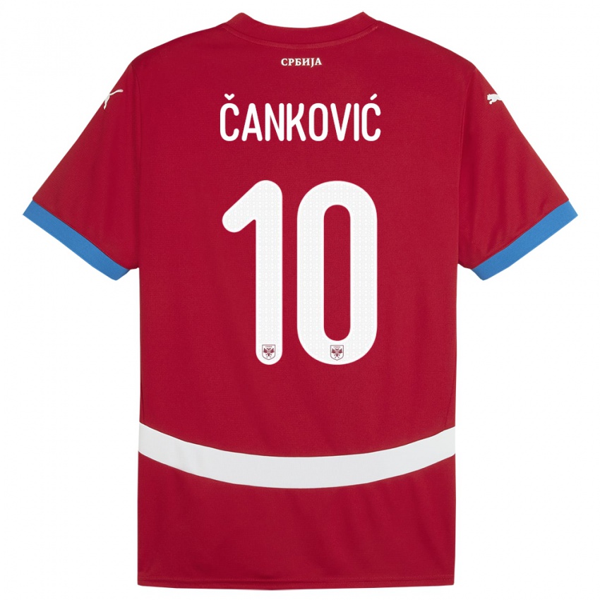 Hombre Camiseta Serbia Jelena Cankovic #10 Rojo 1ª Equipación 24-26 La Camisa Argentina