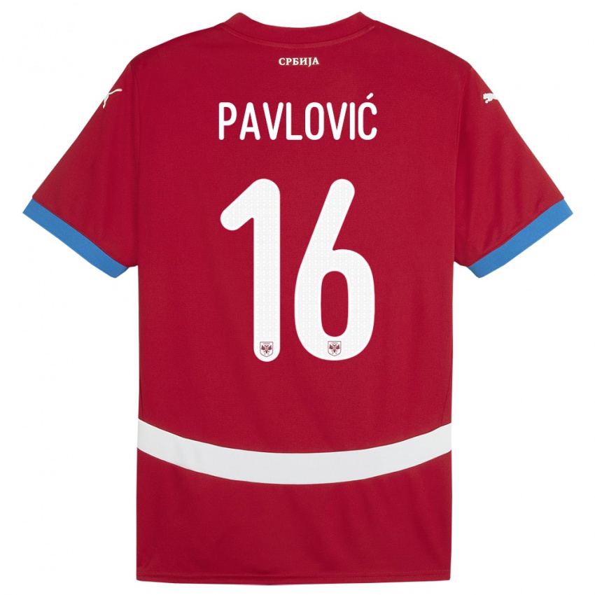 Hombre Camiseta Serbia Sara Pavlovic #16 Rojo 1ª Equipación 24-26 La Camisa Argentina