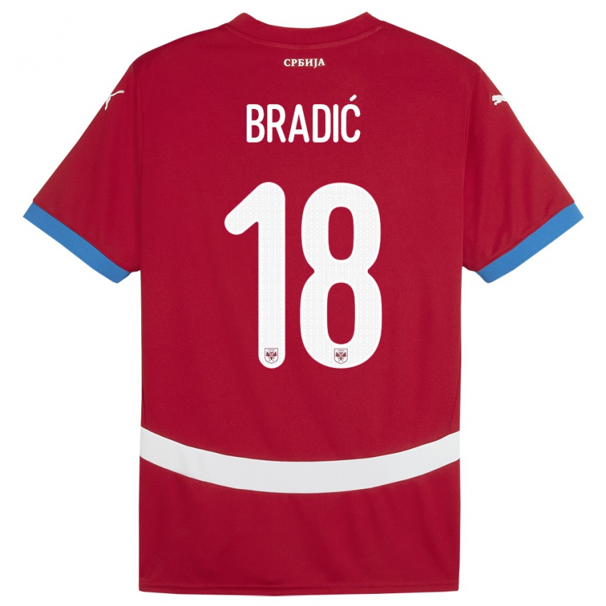 Hombre Camiseta Serbia Biljana Bradic #18 Rojo 1ª Equipación 24-26 La Camisa Argentina