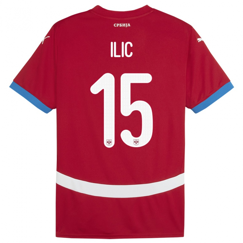 Hombre Camiseta Serbia Mihajlo Ilic #15 Rojo 1ª Equipación 24-26 La Camisa Argentina