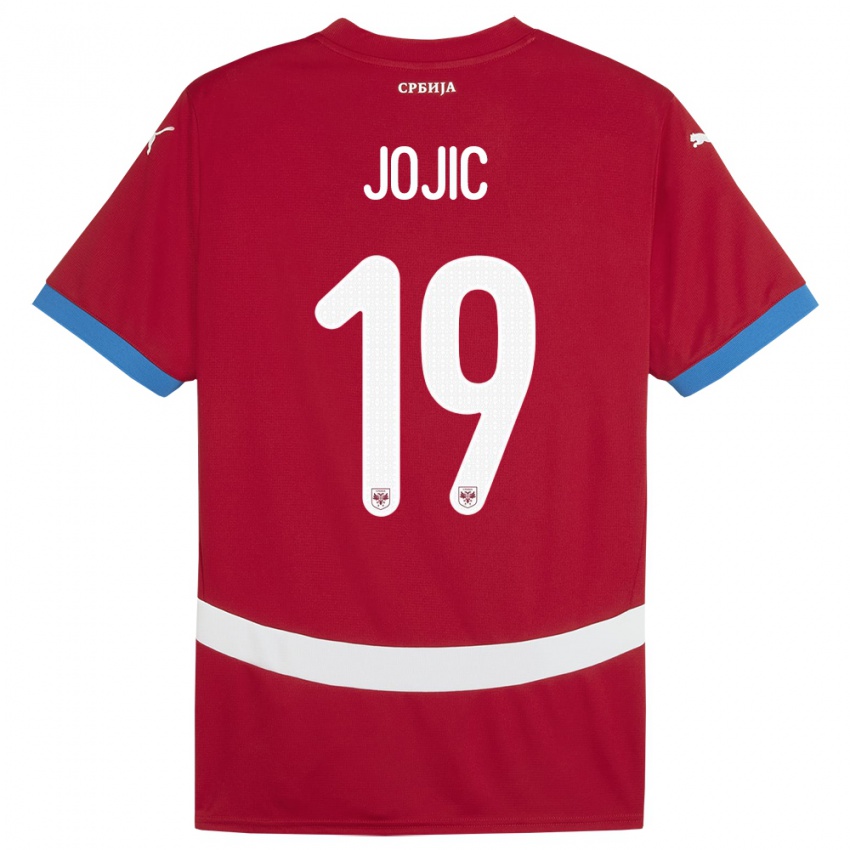 Hombre Camiseta Serbia Nikola Jojic #19 Rojo 1ª Equipación 24-26 La Camisa Argentina