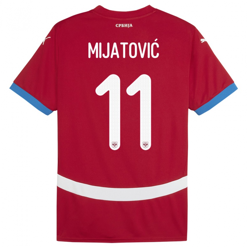 Hombre Camiseta Serbia Jovan Mijatovic #11 Rojo 1ª Equipación 24-26 La Camisa Argentina