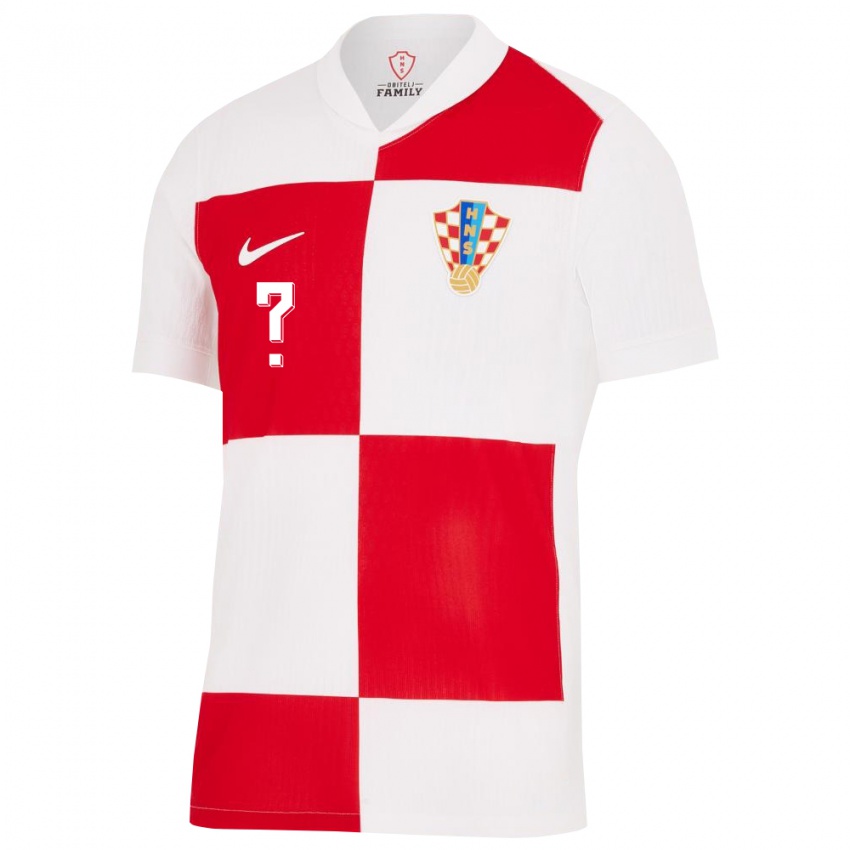 Hombre Camiseta Croacia Su Nombre #0 Blanco Rojo 1ª Equipación 24-26 La Camisa Argentina