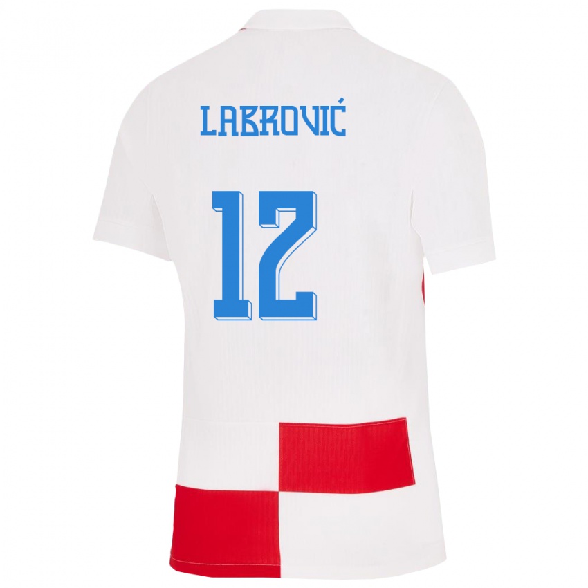 Hombre Camiseta Croacia Nediljko Labrovic #122 Blanco Rojo 1ª Equipación 24-26 La Camisa Argentina