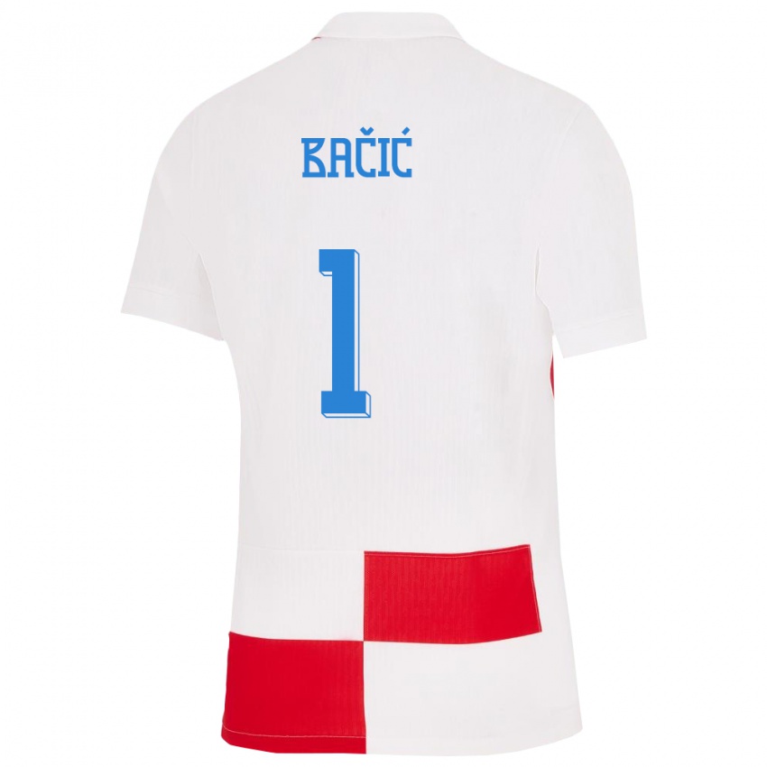 Hombre Camiseta Croacia Doris Bacic #1 Blanco Rojo 1ª Equipación 24-26 La Camisa Argentina