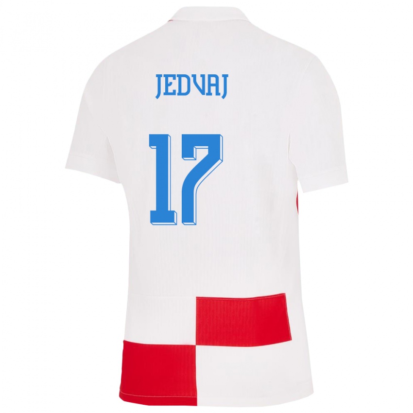 Hombre Camiseta Croacia Karla Jedvaj #17 Blanco Rojo 1ª Equipación 24-26 La Camisa Argentina