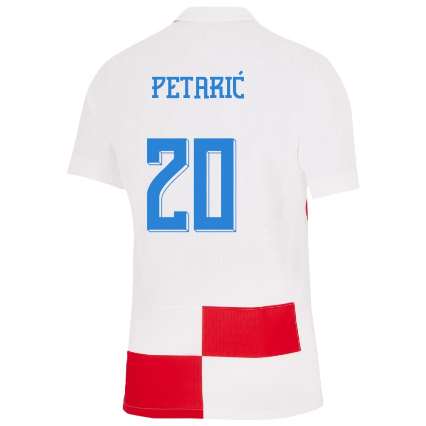 Hombre Camiseta Croacia Nika Petaric #20 Blanco Rojo 1ª Equipación 24-26 La Camisa Argentina