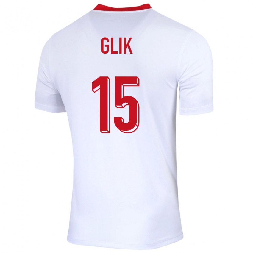 Hombre Camiseta Polonia Kamil Glik #15 Blanco 1ª Equipación 24-26 La Camisa Argentina