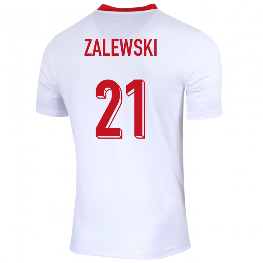 Hombre Camiseta Polonia Nicola Zalewski #21 Blanco 1ª Equipación 24-26 La Camisa Argentina