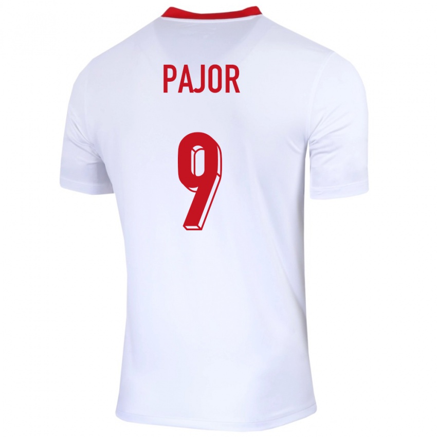 Hombre Camiseta Polonia Ewa Pajor #9 Blanco 1ª Equipación 24-26 La Camisa Argentina