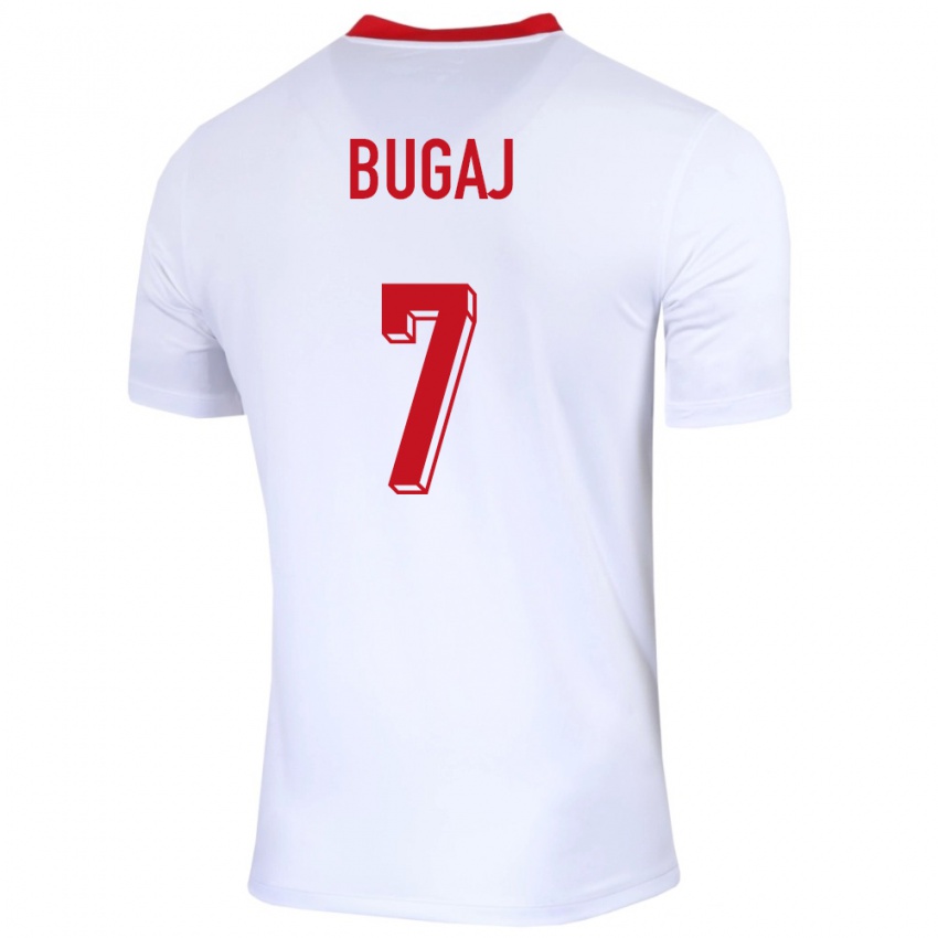 Hombre Camiseta Polonia Dawid Bugaj #7 Blanco 1ª Equipación 24-26 La Camisa Argentina