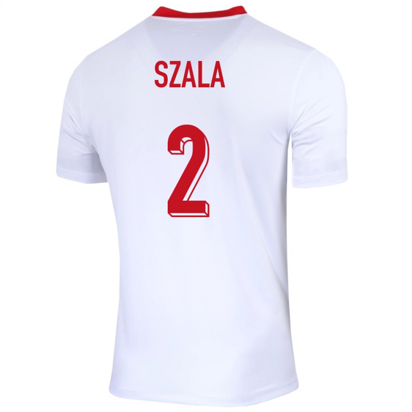 Hombre Camiseta Polonia Dominik Szala #2 Blanco 1ª Equipación 24-26 La Camisa Argentina