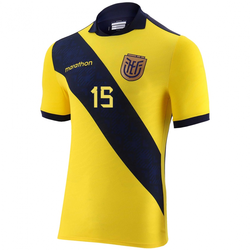 Hombre Camiseta Ecuador Nicole Charcopa #15 Amarillo 1ª Equipación 24-26 La Camisa Argentina