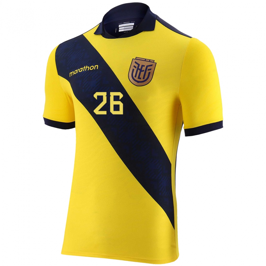 Hombre Camiseta Ecuador Anthony Valencia #26 Amarillo 1ª Equipación 24-26 La Camisa Argentina