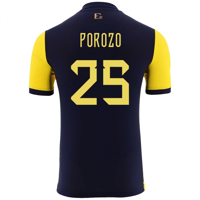 Hombre Camiseta Ecuador Jackson Porozo #255 Amarillo 1ª Equipación 24-26 La Camisa Argentina