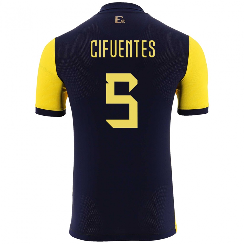 Hombre Camiseta Ecuador Jose Cifuentes #5 Amarillo 1ª Equipación 24-26 La Camisa Argentina