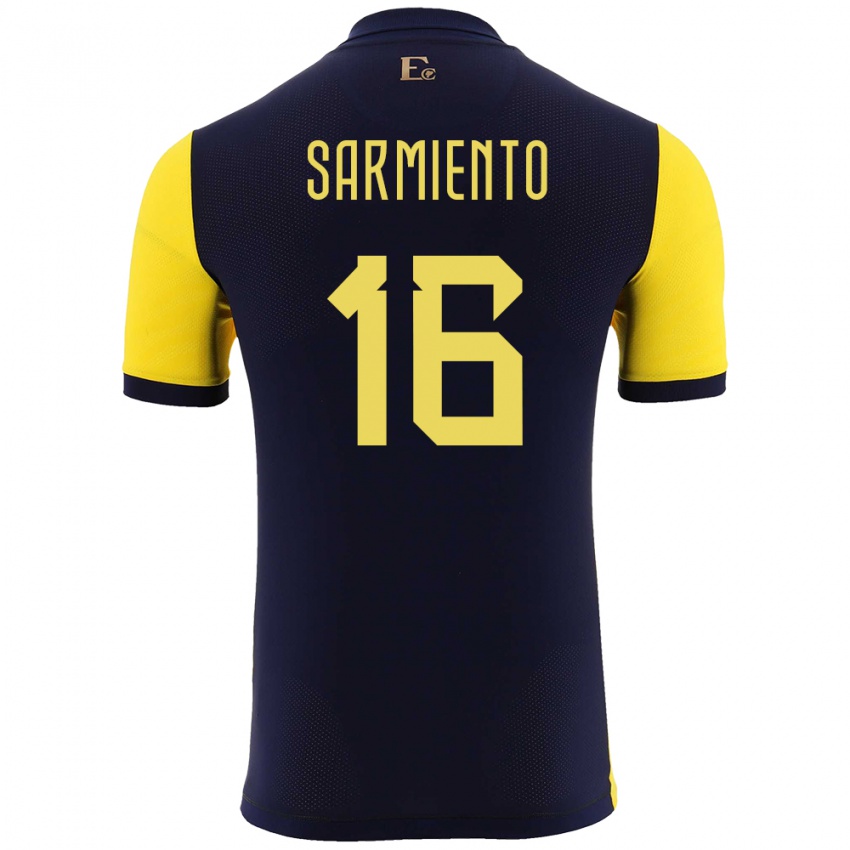 Hombre Camiseta Ecuador Jeremy Sarmiento #16 Amarillo 1ª Equipación 24-26 La Camisa Argentina