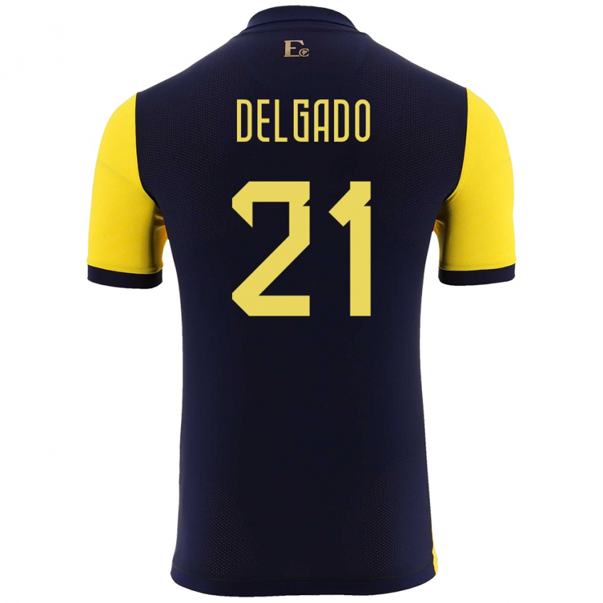 Hombre Camiseta Ecuador Patrickson Delgado #21 Amarillo 1ª Equipación 24-26 La Camisa Argentina