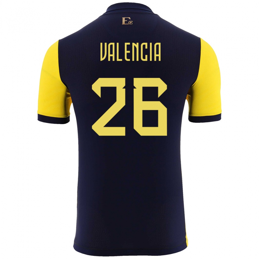 Hombre Camiseta Ecuador Anthony Valencia #26 Amarillo 1ª Equipación 24-26 La Camisa Argentina