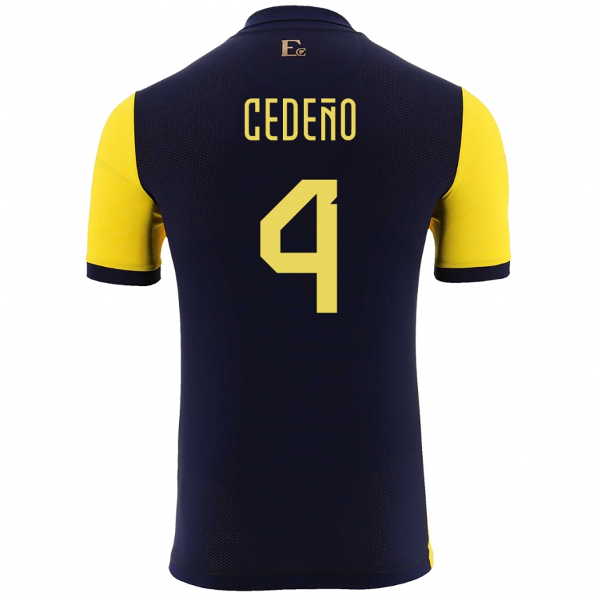 Hombre Camiseta Ecuador Stefany Cedeno #4 Amarillo 1ª Equipación 24-26 La Camisa Argentina