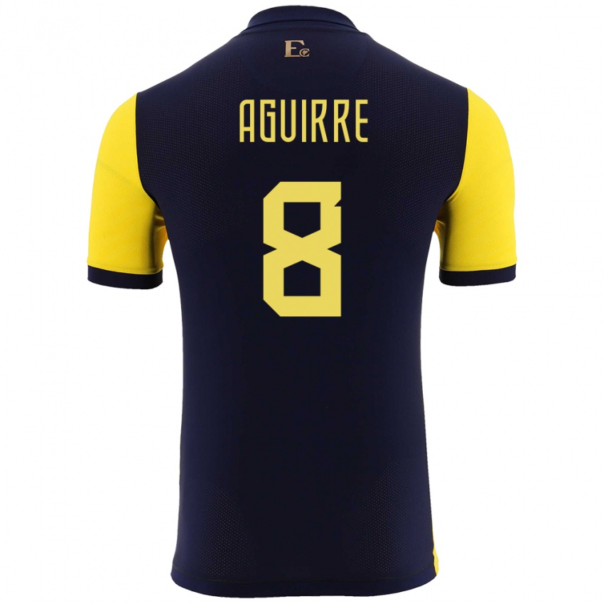 Hombre Camiseta Ecuador Marthina Aguirre #8 Amarillo 1ª Equipación 24-26 La Camisa Argentina