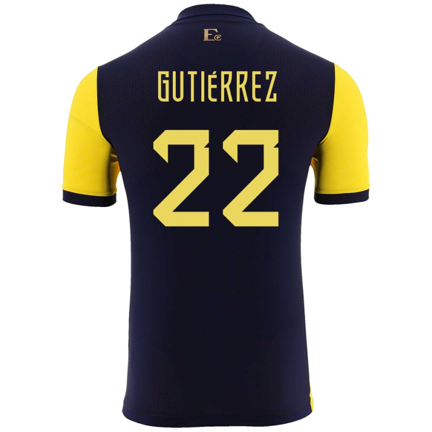 Hombre Camiseta Ecuador Melanie Gutierrez #22 Amarillo 1ª Equipación 24-26 La Camisa Argentina