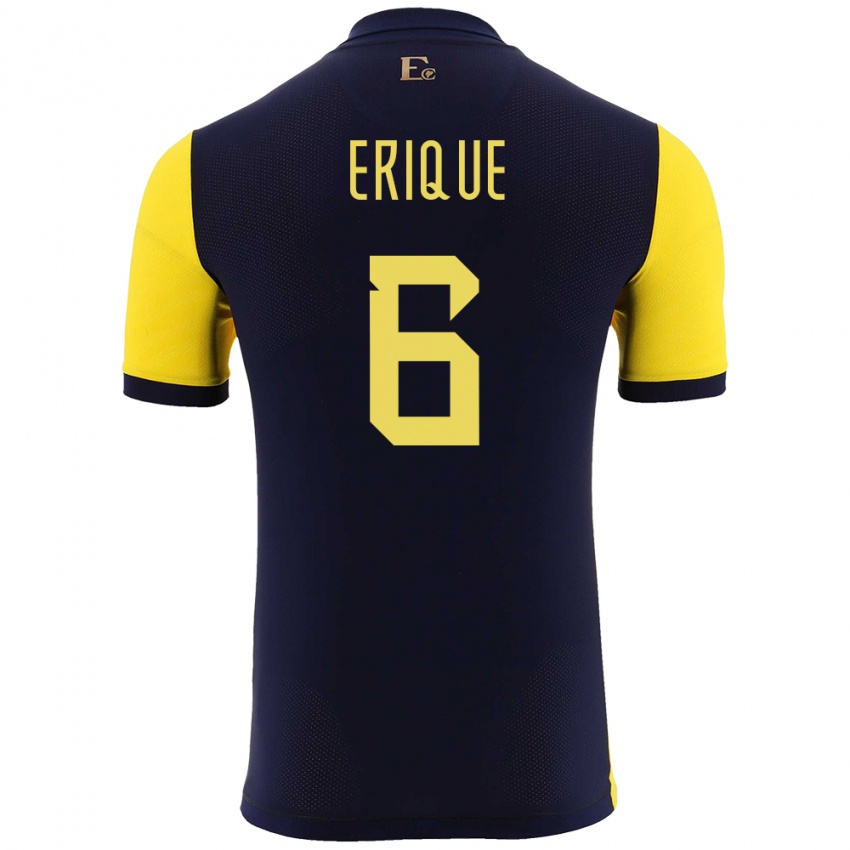 Hombre Camiseta Ecuador Yeltzin Erique #6 Amarillo 1ª Equipación 24-26 La Camisa Argentina