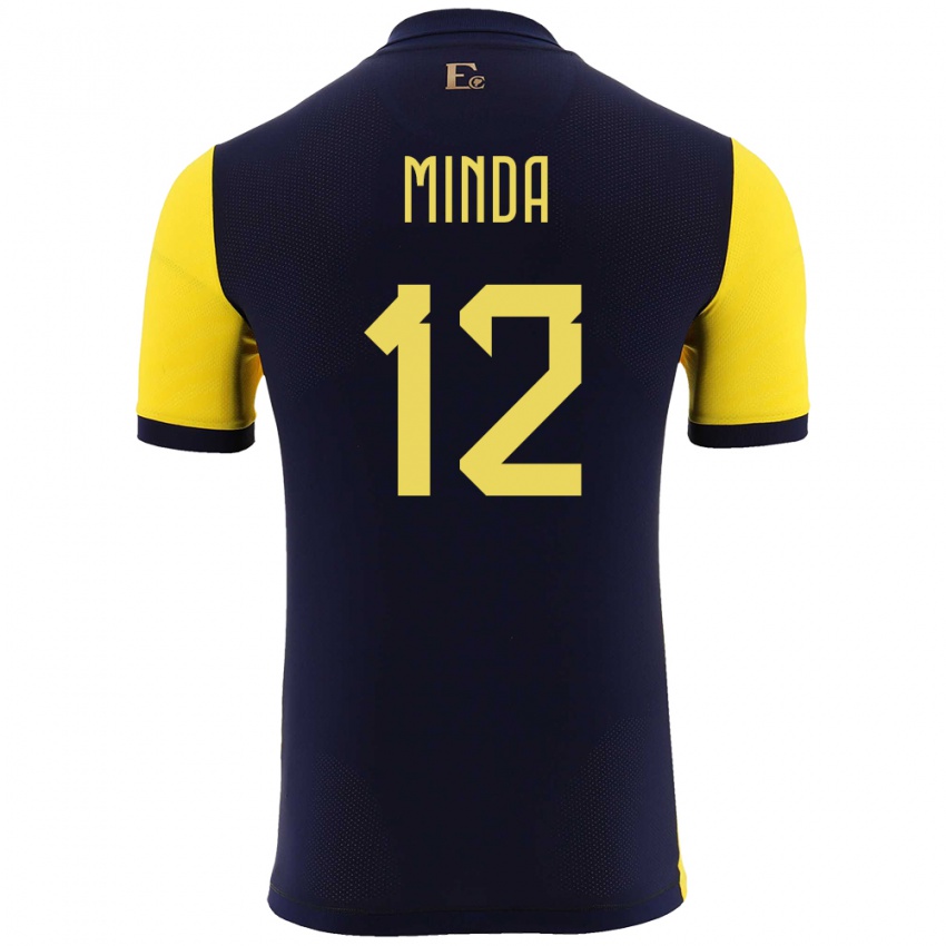 Hombre Camiseta Ecuador Ethan Minda #12 Amarillo 1ª Equipación 24-26 La Camisa Argentina