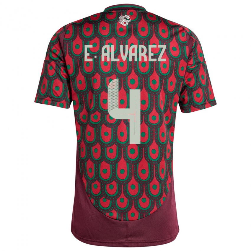 Hombre Camiseta México Edson Alvarez #4 Granate 1ª Equipación 24-26 La Camisa Argentina