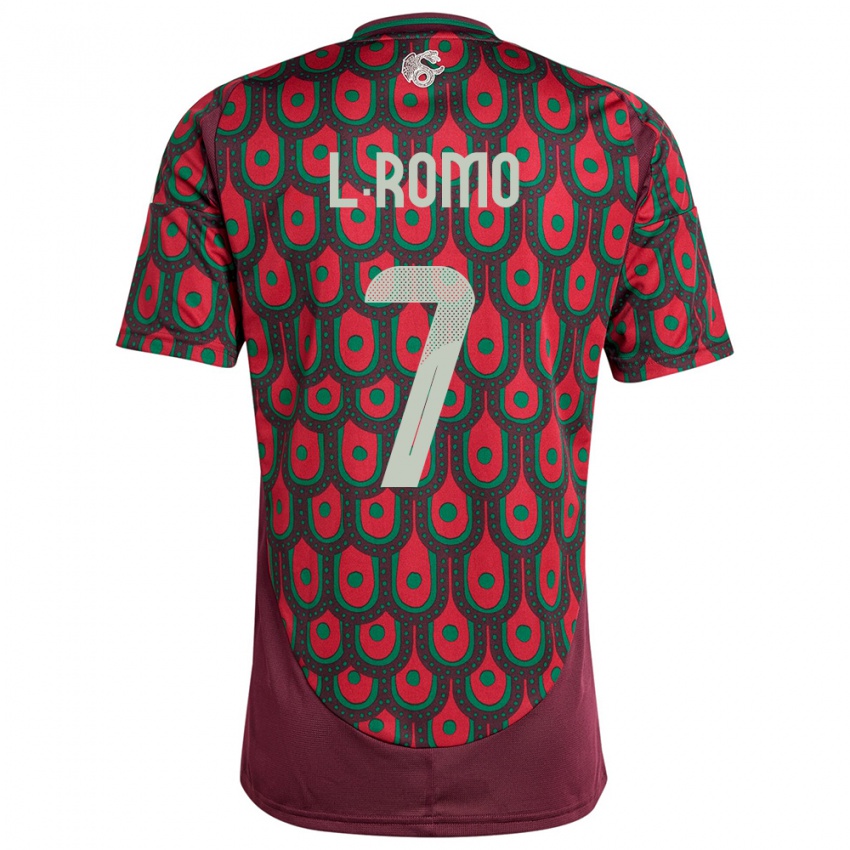 Hombre Camiseta México Luis Romo #7 Granate 1ª Equipación 24-26 La Camisa Argentina