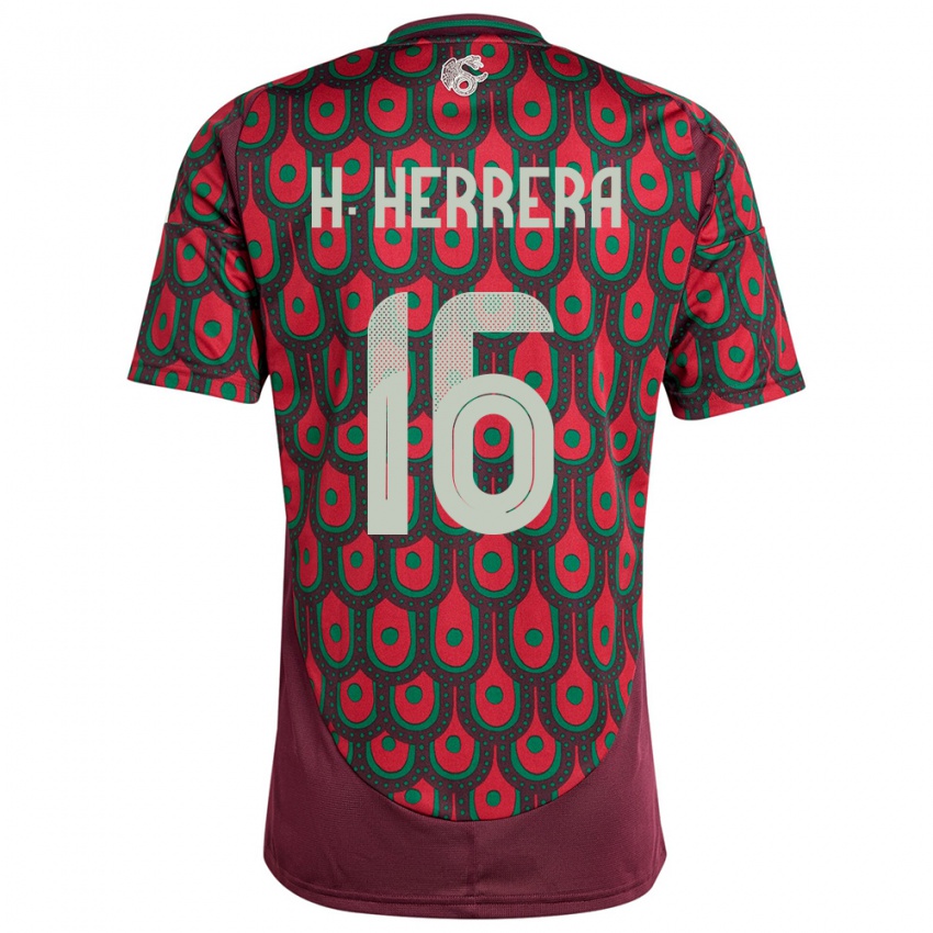 Hombre Camiseta México Hector Herrera #16 Granate 1ª Equipación 24-26 La Camisa Argentina