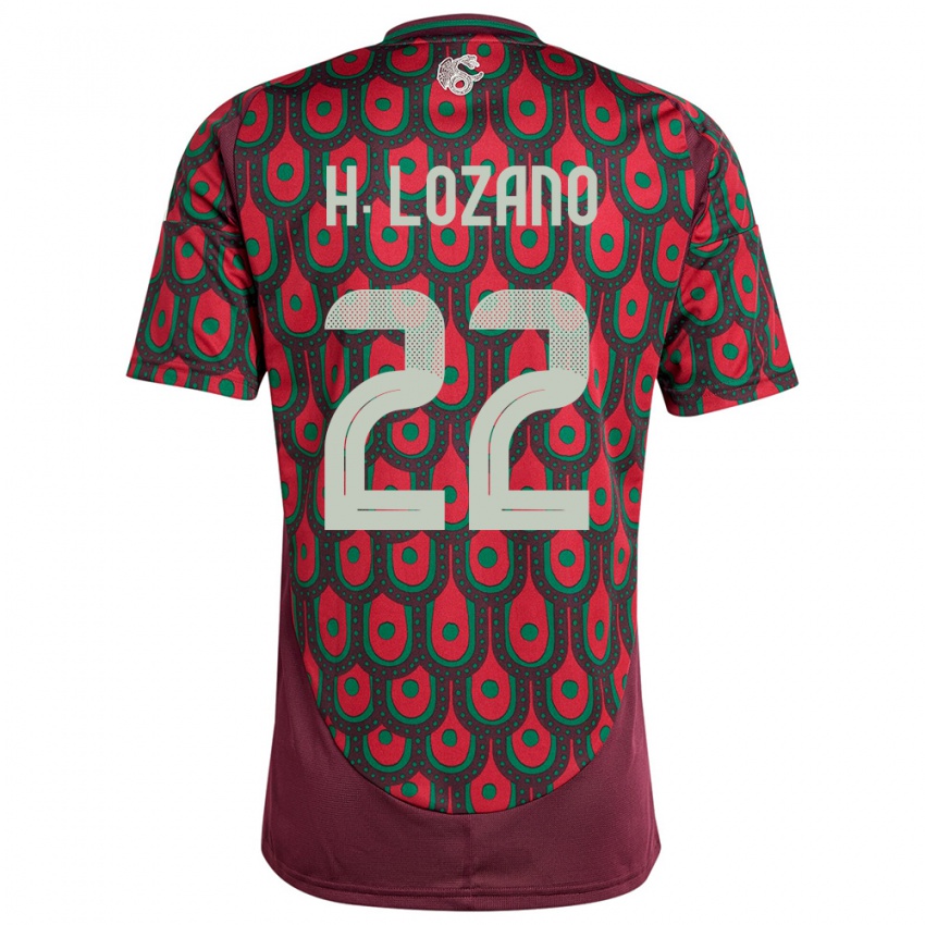 Hombre Camiseta México Hirving Lozano #22 Granate 1ª Equipación 24-26 La Camisa Argentina