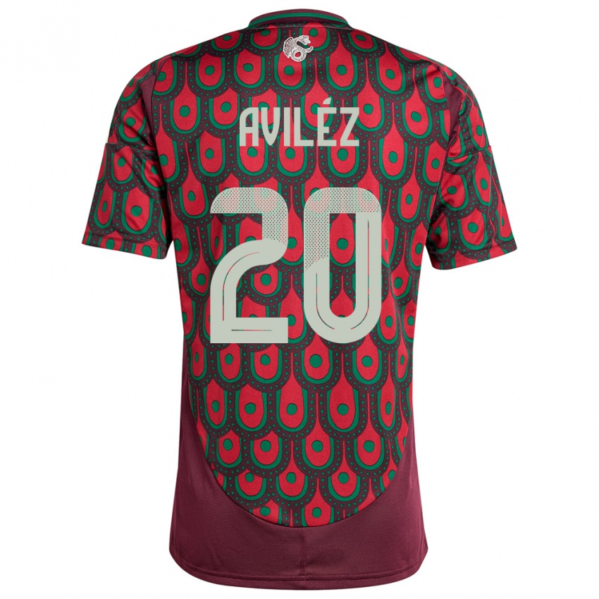 Hombre Camiseta México Aylin Avilez #20 Granate 1ª Equipación 24-26 La Camisa Argentina