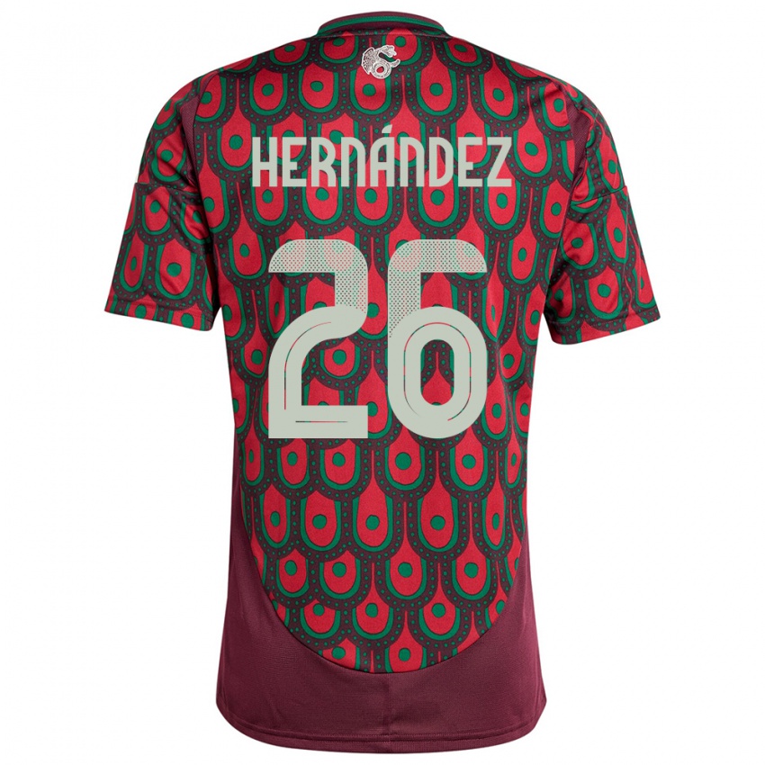 Hombre Camiseta México Nicolette Hernandez #26 Granate 1ª Equipación 24-26 La Camisa Argentina