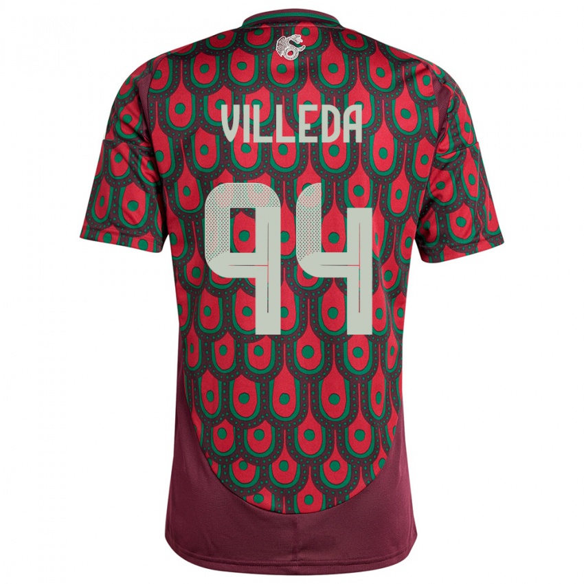 Hombre Camiseta México Melany Villeda #94 Granate 1ª Equipación 24-26 La Camisa Argentina