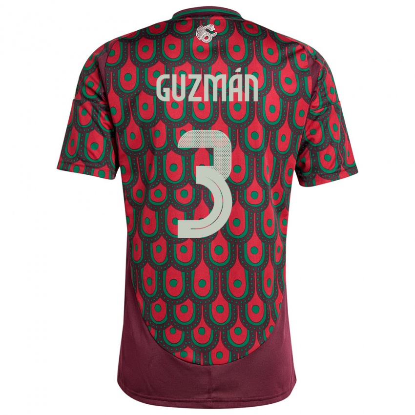 Hombre Camiseta México Victor Guzman #3 Granate 1ª Equipación 24-26 La Camisa Argentina