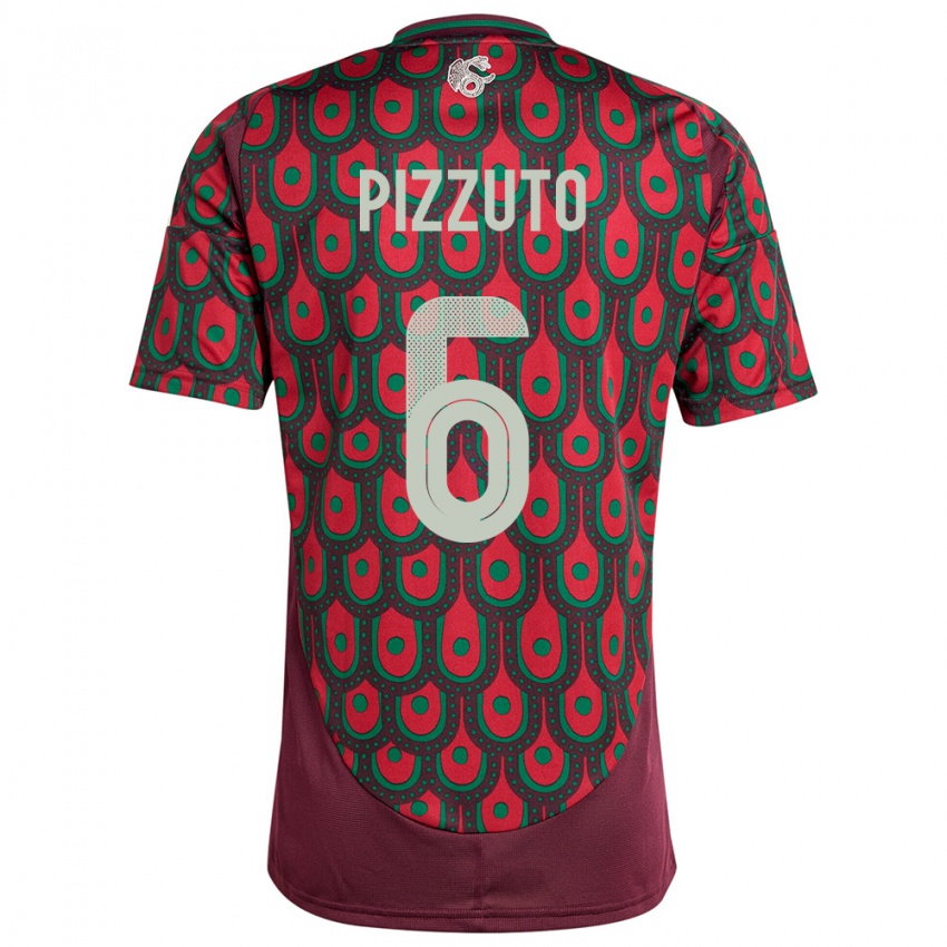 Hombre Camiseta México Eugenio Pizzuto #6 Granate 1ª Equipación 24-26 La Camisa Argentina