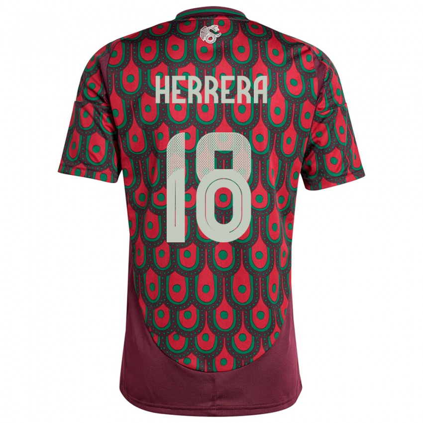 Hombre Camiseta México Ozziel Herrera #18 Granate 1ª Equipación 24-26 La Camisa Argentina