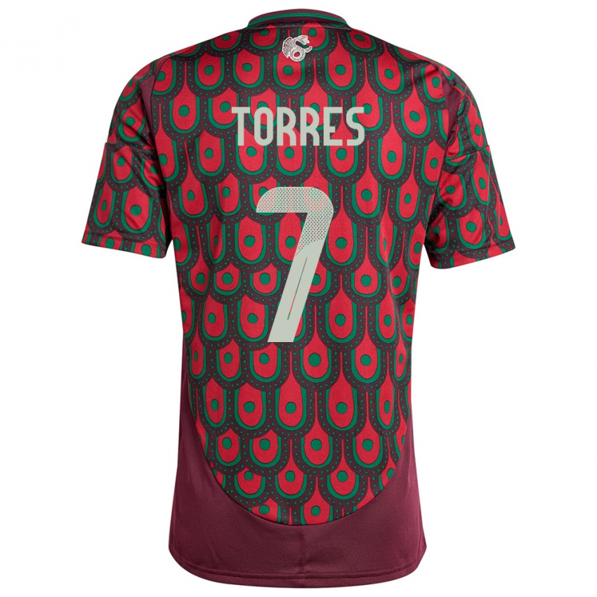 Hombre Camiseta México Christian Torres #7 Granate 1ª Equipación 24-26 La Camisa Argentina