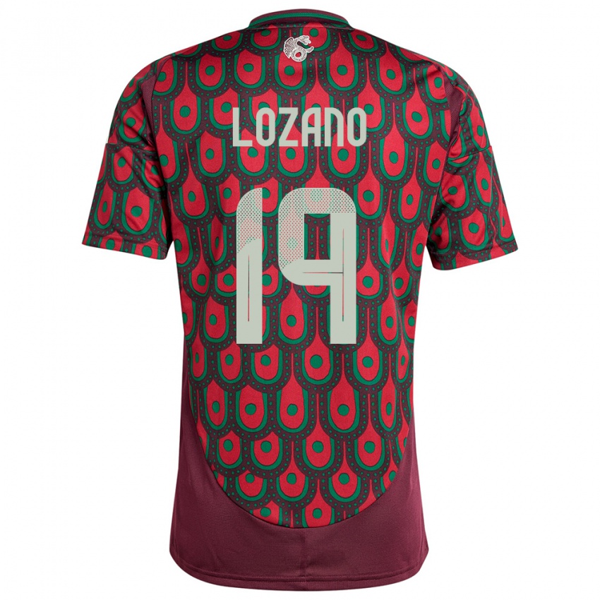 Hombre Camiseta México Esteban Lozano #19 Granate 1ª Equipación 24-26 La Camisa Argentina