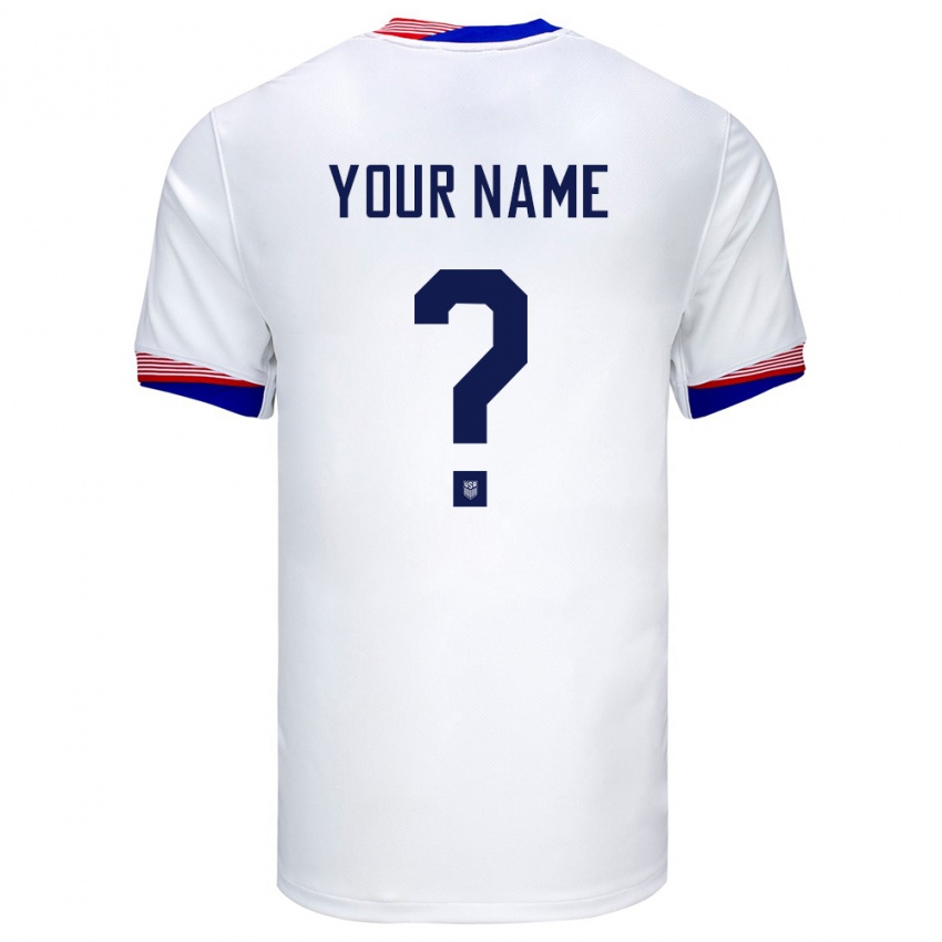 Hombre Camiseta Estados Unidos Su Nombre #0 Blanco 1ª Equipación 24-26 La Camisa Argentina
