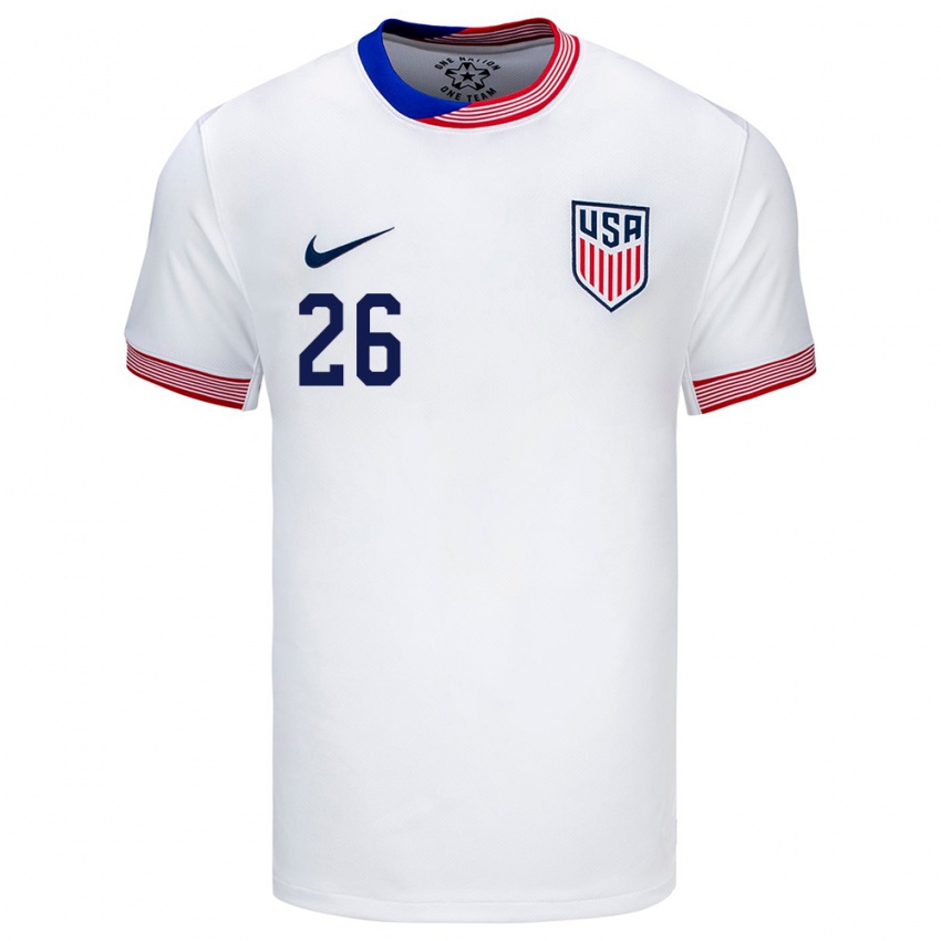 Hombre Camiseta Estados Unidos Josh Sargent #26 Blanco 1ª Equipación 24-26 La Camisa Argentina